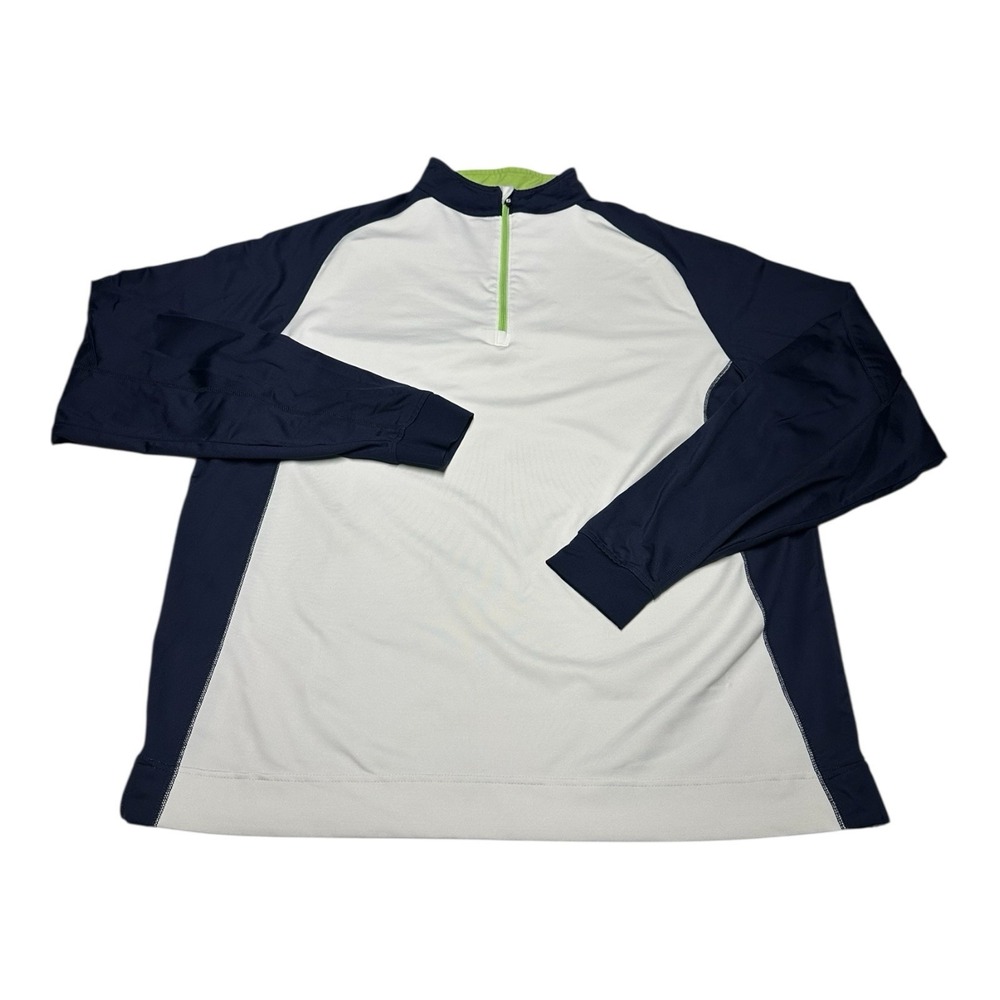 FootJoy 1/4 Zip Pullover Mens Sz L White Navy Blue Pullover Performance Golf‎